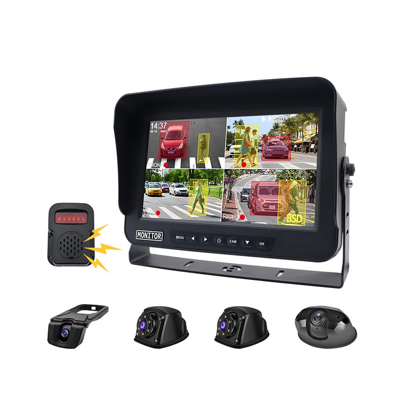 10 tommer 4 -kanal Monitor AI Blind Spot Detection System