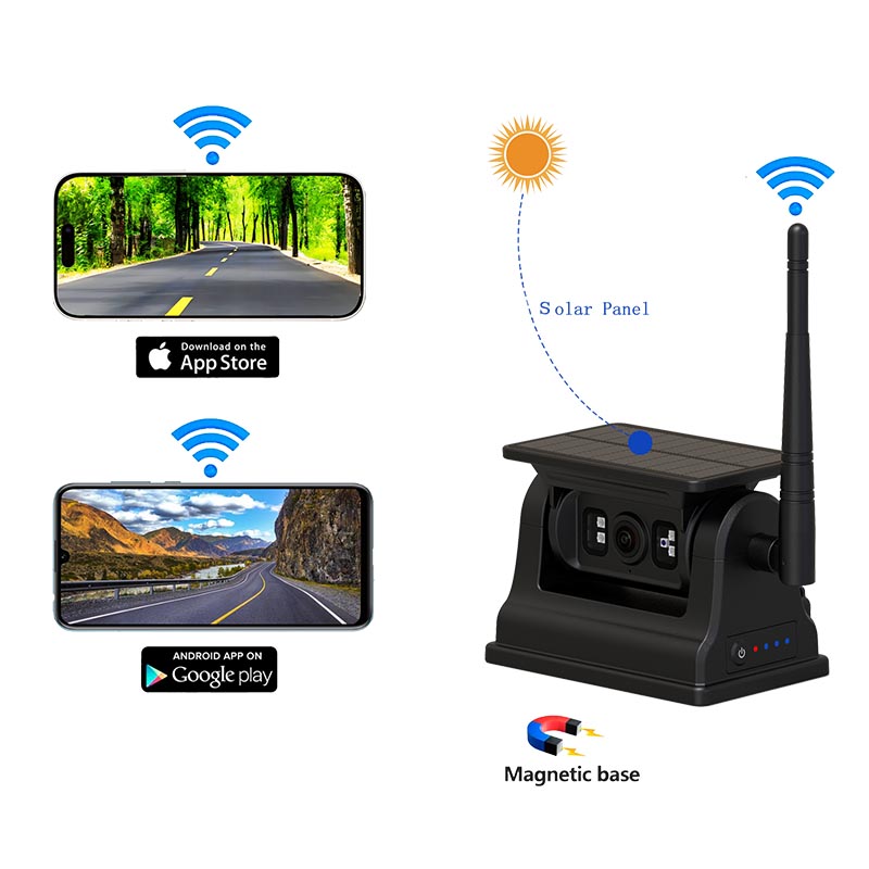 Magnetisk solwifi trådløst backup -kamera til iOS Android