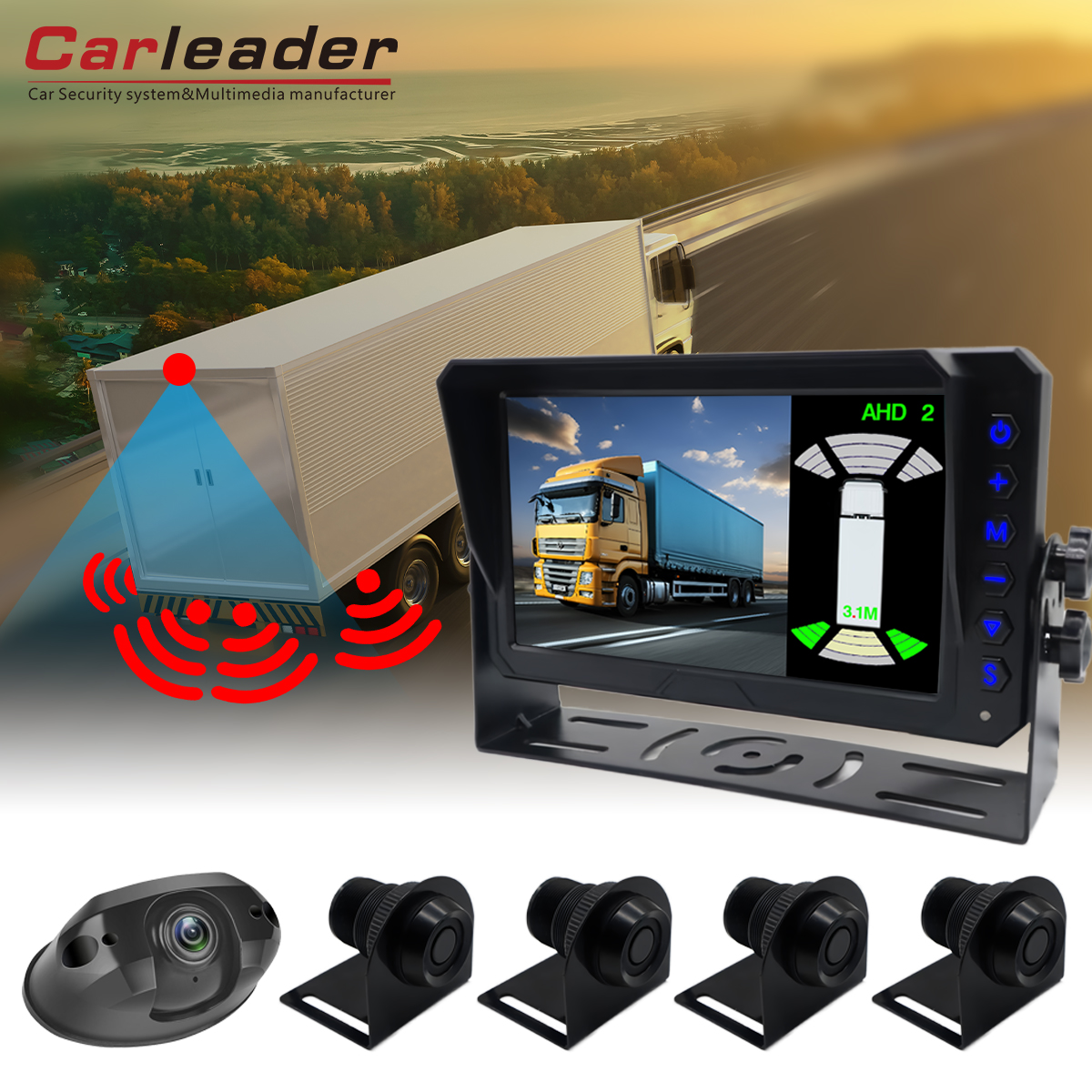 Carleader 7-tommer parkeringsradar Reversing Monitoring System ---- Ideel til parkering og tilbagevenden