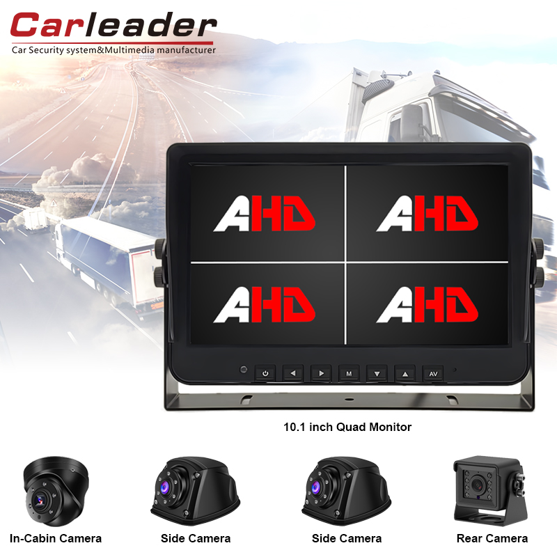 Opgrader din overvågningsoplevelse med Carleader 10.1-tommer 4AV-indgange Quad View AHD Vehicle Monitor og kamerakit