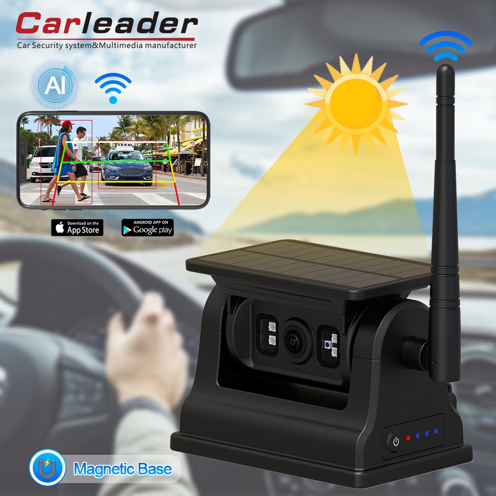 Carleader 1080P Magnetic Solar WiFi Trådløst RV backup kamera til IOS Android