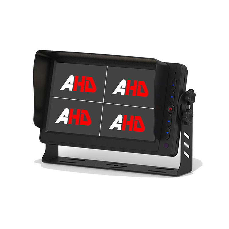 7 tommer AHD køretøjsskærm med 4 videoindgange, 5 klikknapper og triggerfunktion